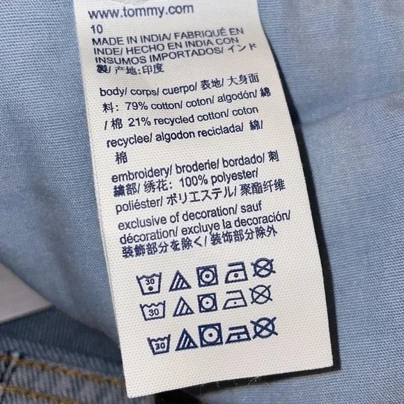 Tommy Hilfiger women’s jeans 10 cropped trend embroider blue red logo new denim - Picture 8 of 9